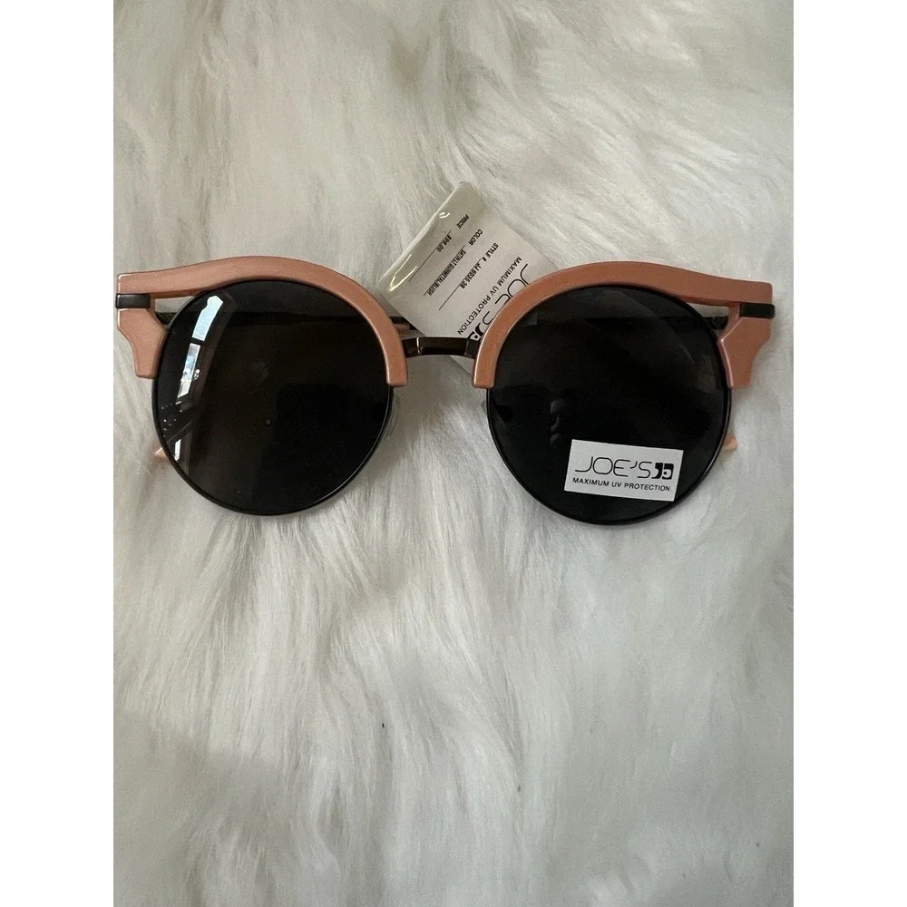 2 Pair Joes Jeans Round Sunglasses UV Protection‎ Satin Blush Gunmetal Grey NWT